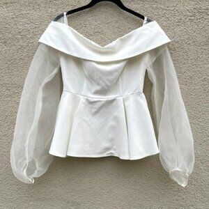 Rumia Veronica Beard Off Shoulder Ivory Peplum Top AU 6/US XS